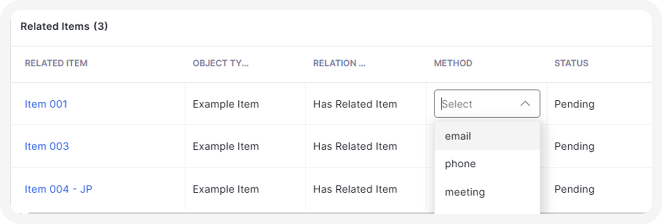 Selectbox in API Tables