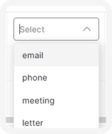 Dropdown selector in an API table column