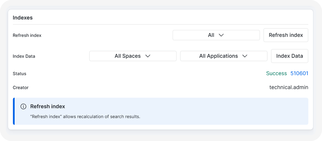 Refresh index options